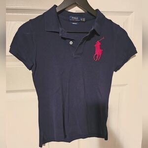 Polo Ralph Lauren Skinny Fit Women's Xs Blue and Red Polo Shirt Classic Fit